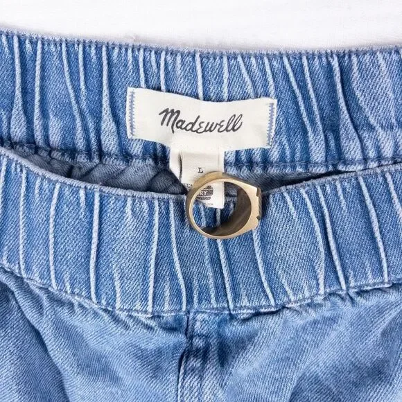 Madewell Denim Easy Pull On Jean Shorts Rathmore Wash Womens Large Elastic Waist - Picture 3 of 4